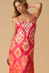 INDIE PINK IKAT SLIP DRESS