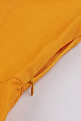 Yellow Swing V Neck Vintage Dress With Short Sleeves