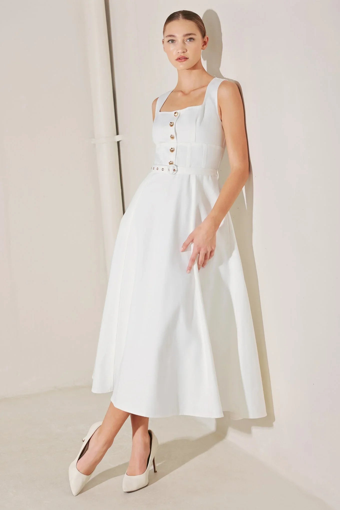 SUMMER SOCIAL WHITE MIDI DRESS