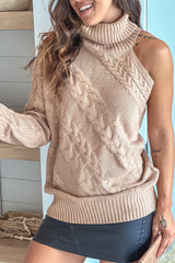 Mocha Knit Sweater With One Sleeve