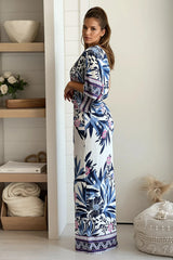 Multi Color Printed One Shoulder Maxi Dress With Slit