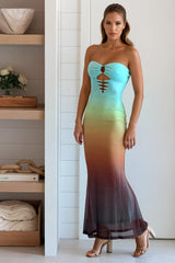 Mint Gradient Cut Out Mermaid Maxi Dress