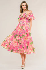 HAPPIEST HERE PINK MIDI DRESS