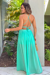 Mint Cut Out Maxi Dress with Slit
