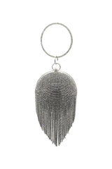 Womens Rhinestone Fringe Disco Ball Evening Clutch Bags