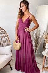 Dark Berry Maxi Dress With Tie Back