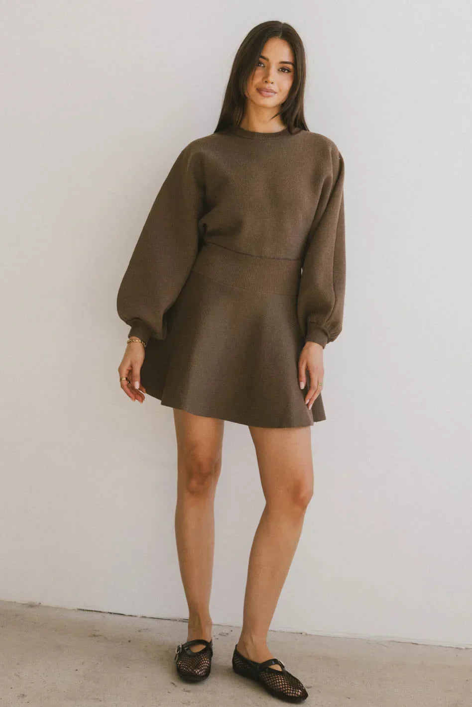 Dolores Knit Mini Dress in Mocha FINAL SALE