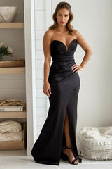Black Metallic Sweetheart Maxi Dress