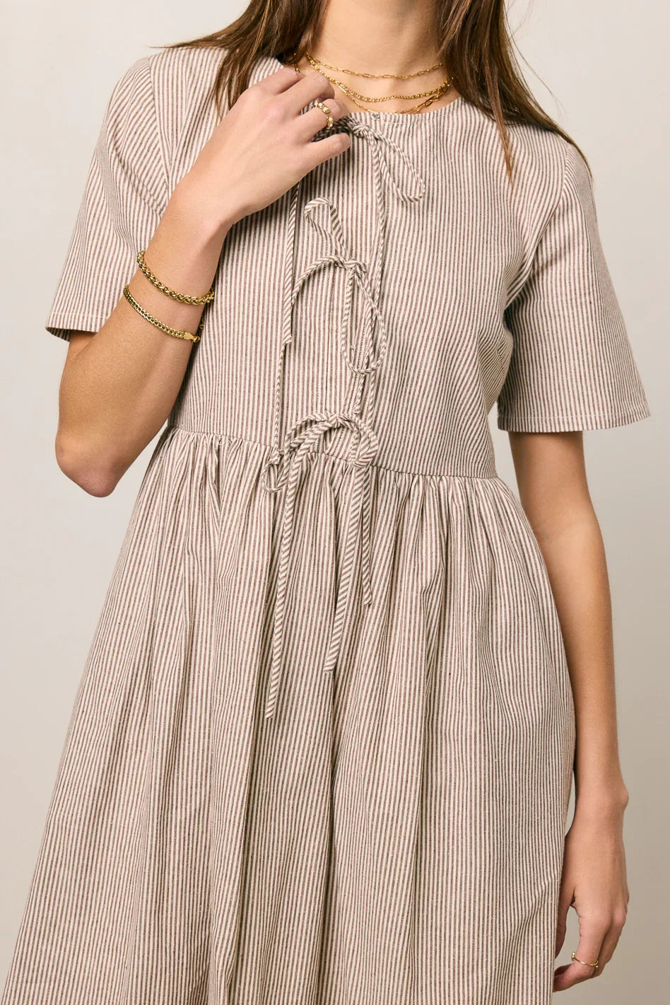 Narla Striped Midi Dress in Brown FINAL SALE