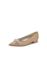Pointed Toe Rhinestone Slip on Low Heels