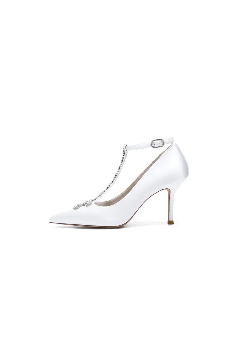 Party Pointed Toe Crystal Strap High Heels Shoes