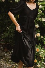 Nina Crocheted Midi Dress in Black FINAL SALE