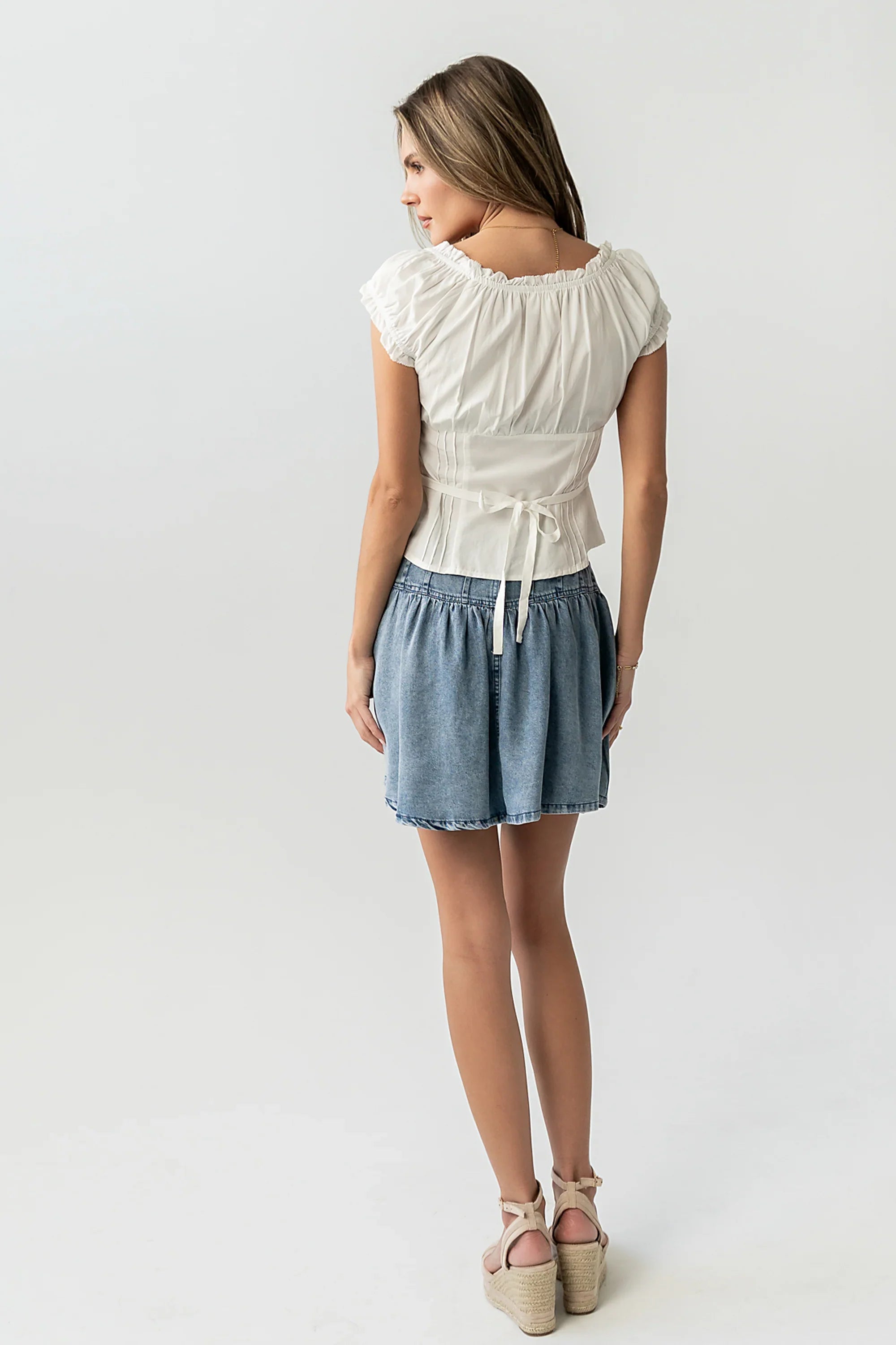 Briana Button Up Top in White