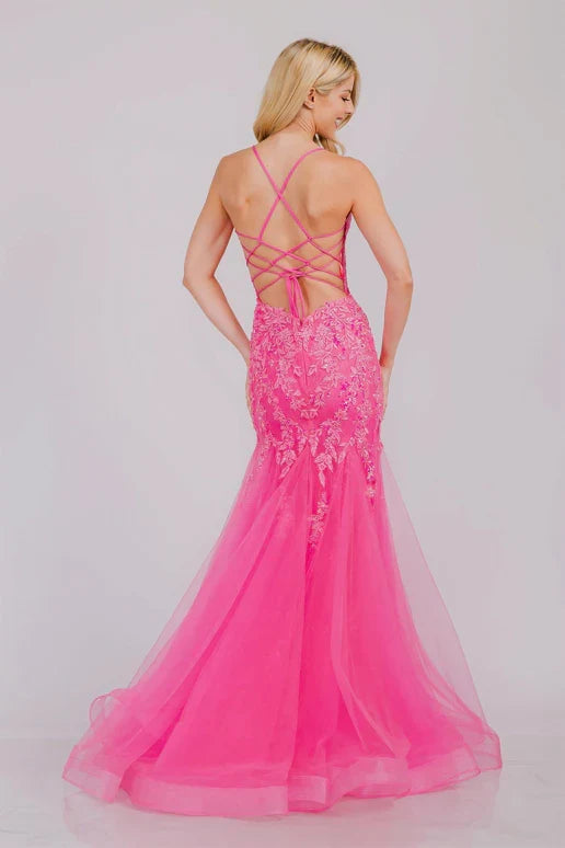 Hera Gown Pink Tulle Floral Lace Mermaid Dress