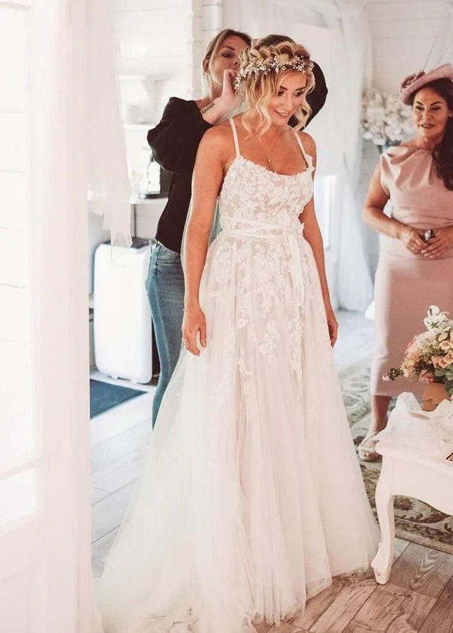 Boho Lace Wedding Dresses A Line Princess