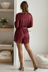 Burgundy Sequin Romper