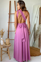 Mauve Multi Tie Maxi Dress With Slit