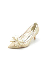 Elegant Pointed Toe Lace Mesh Hollow Out High Heels with Bow