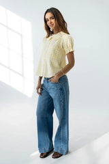 Nelly Gingham Blouse in Yellow