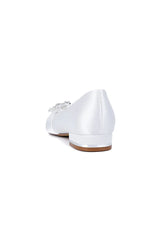 Navy Blue Flat Shoes with Crystal Flower Decoration