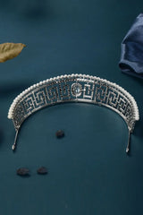 Silver Pearl Rhinestone Tiara