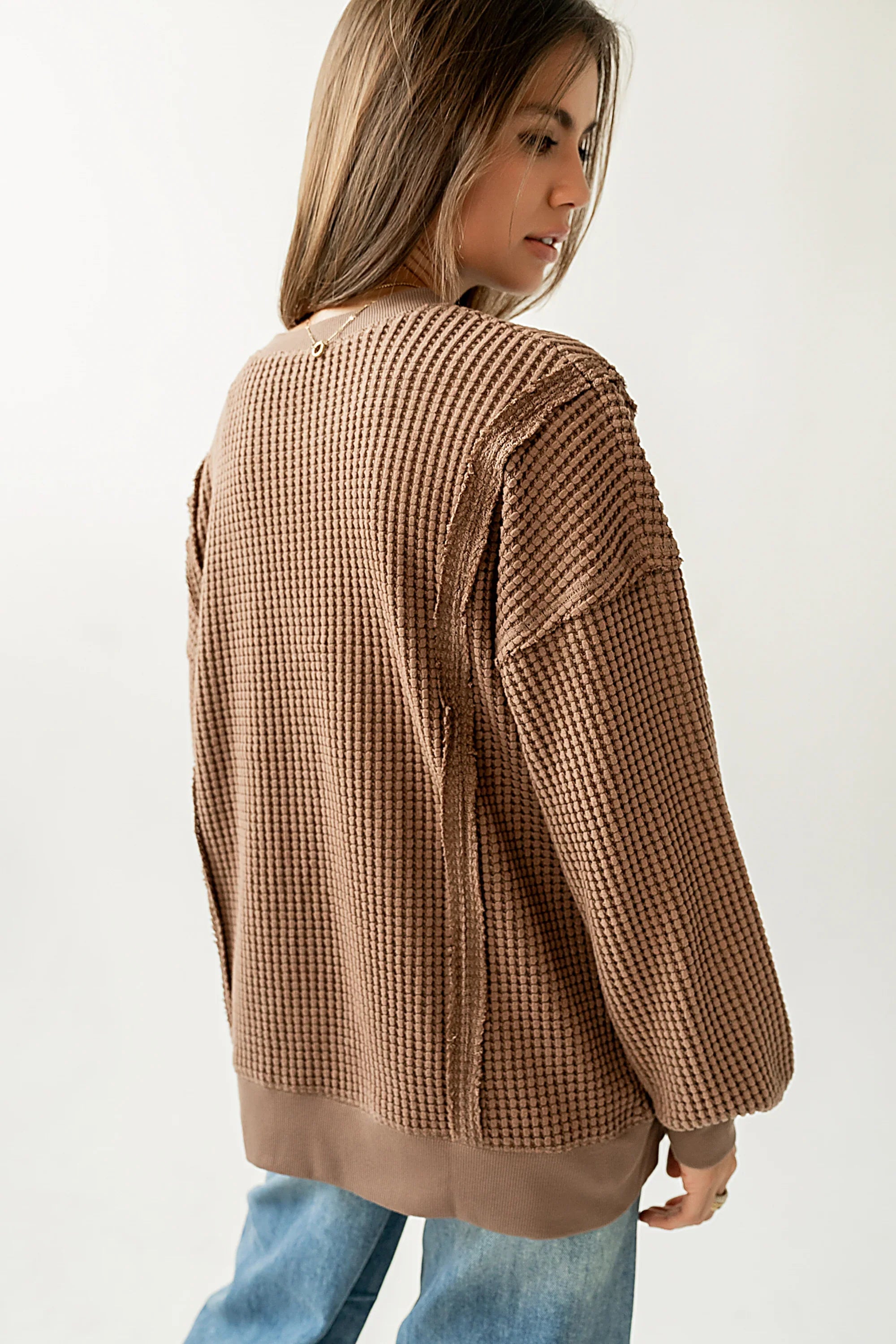 Trace Waffle Knit Top in Mocha