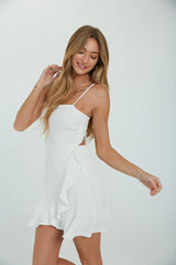Audra Tie Back Ruffle Wrap Mini Dress