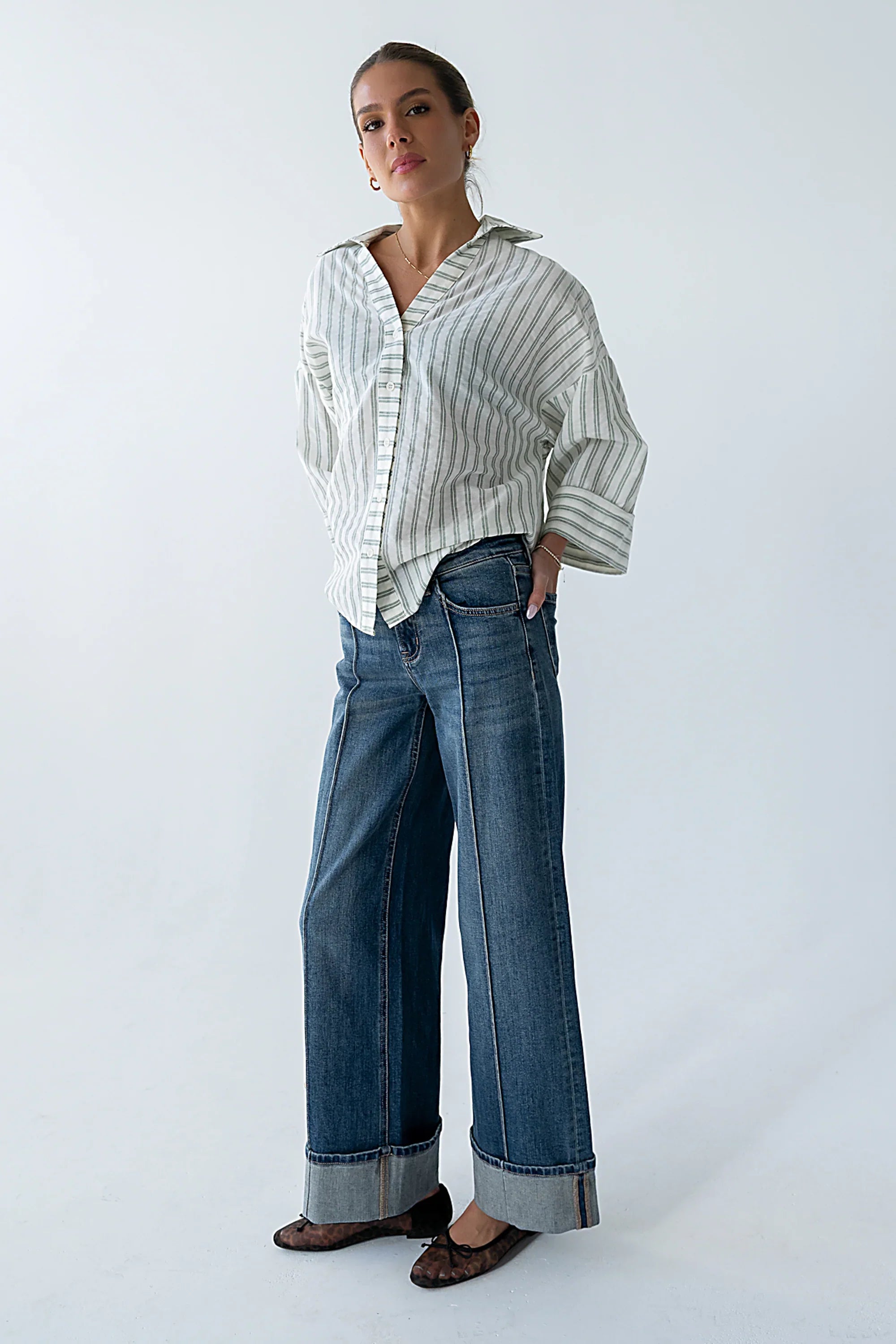 Parker Cuffed Wide Leg Jeans