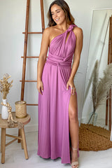 Mauve Multi Tie Maxi Dress With Slit
