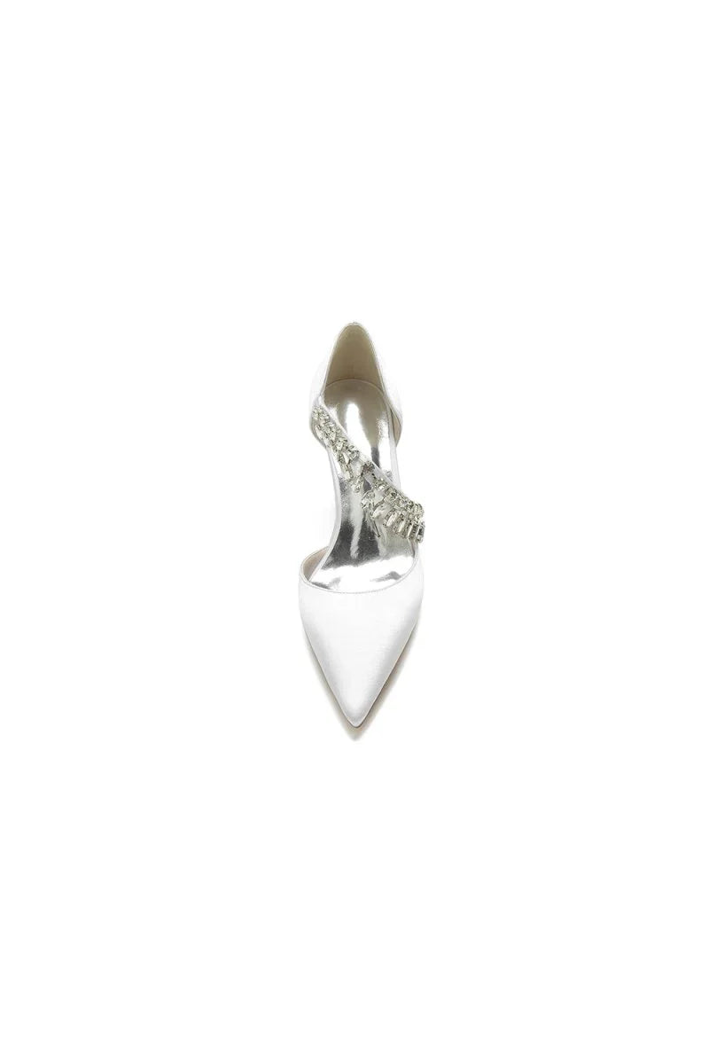 Pointed Toe Rhinestone Tassel Strappy Chunky Heels