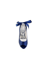 Chic Peep Toe Ribbons Faux Pearl Strap Pumps