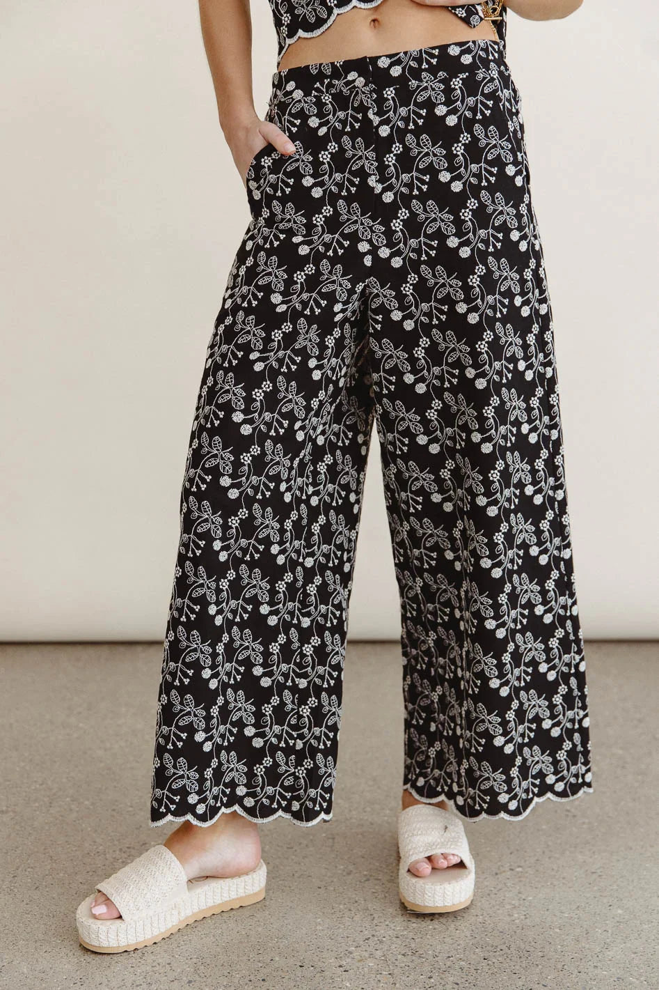 Perrie Floral Wide Leg Pants in Black FINAL SALE