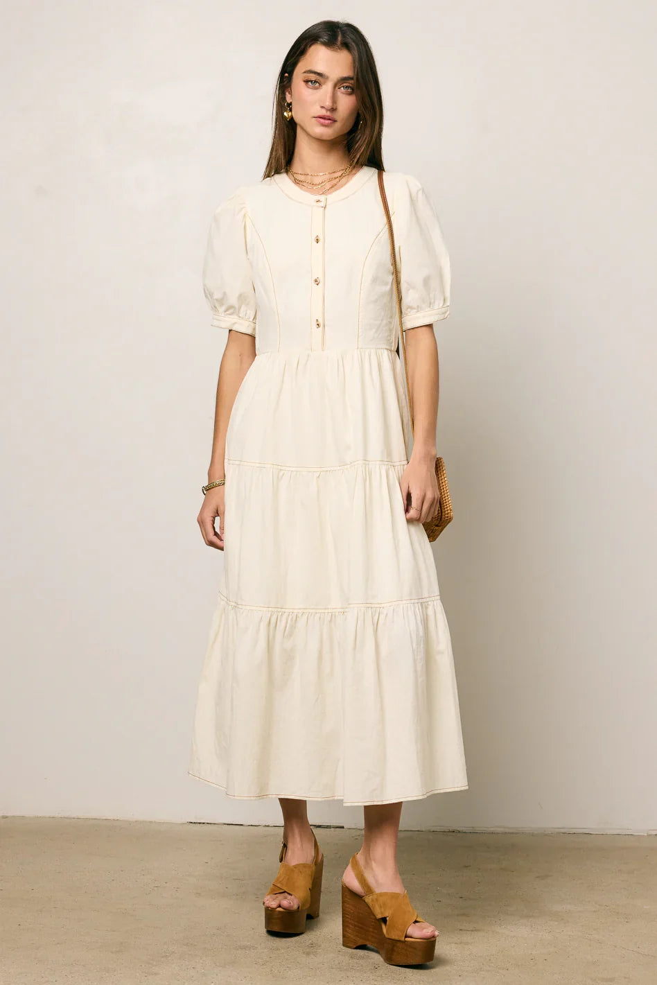 Finey Button Front Maxi Dress in Cream FINAL SALE