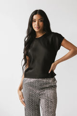 Marvin Satin Blouse in Black