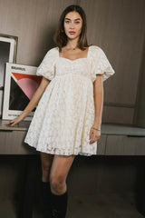 Elodie Floral Babydoll Dress in Cream FINAL SALE