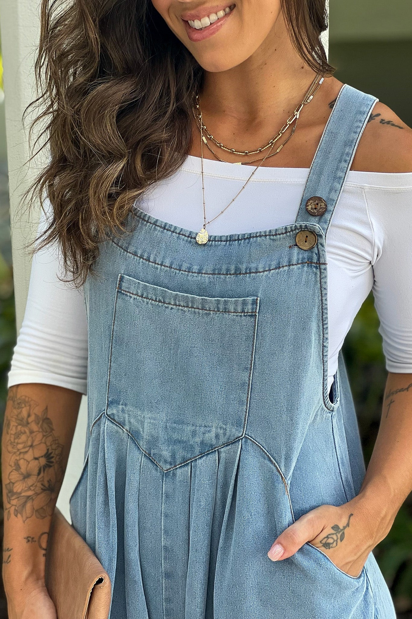 Denim Wide Leg Overalls