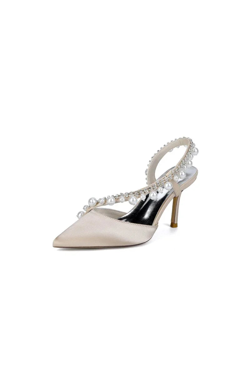 Royal Blue High Heels with Pearl and Crystal Embellishments Description