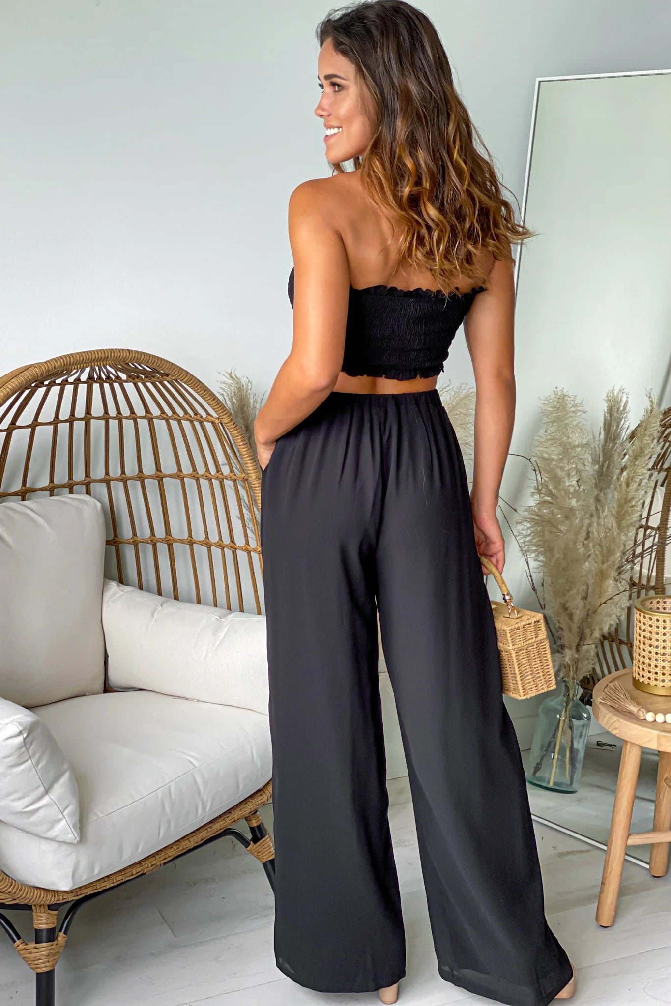 Black Top and Pants Set