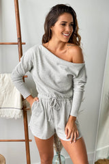 Heather Gray Long Sleeve Knit Romper