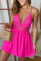 Hot Pink Crochet Top Romper