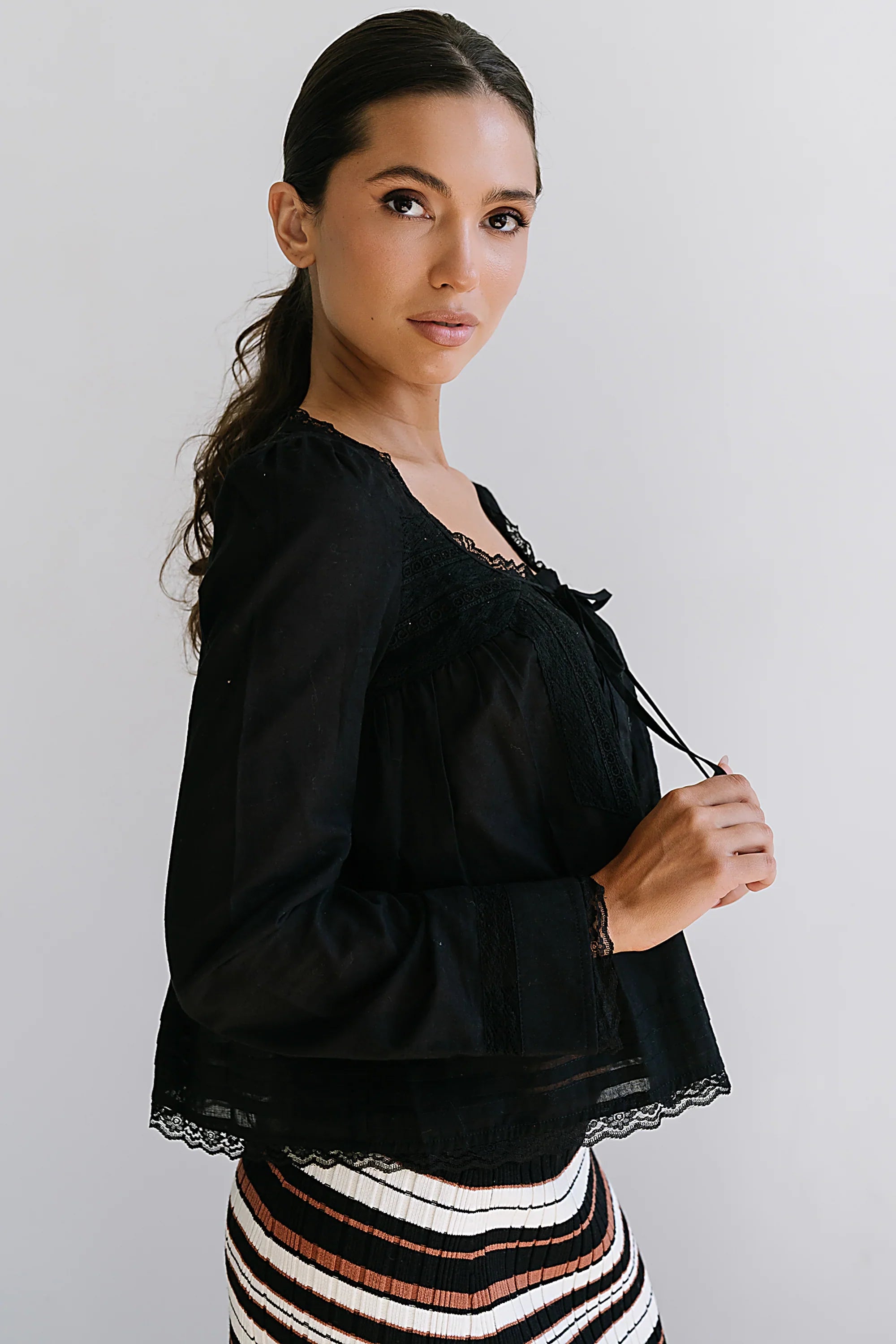 Taylor Sheer Blouse in Black FINAL SALE