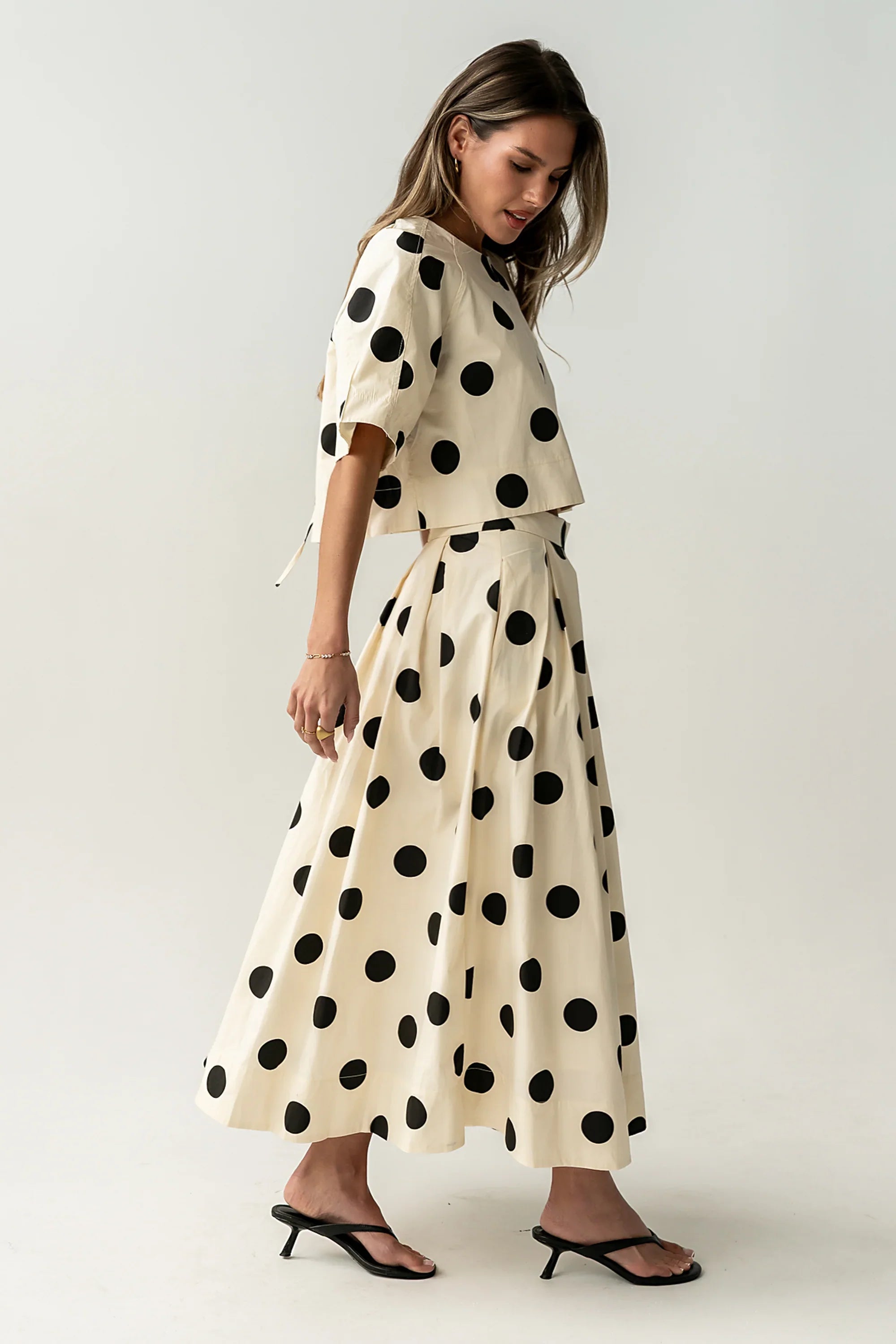 Jacklynn Polka Dot Midi Skirt