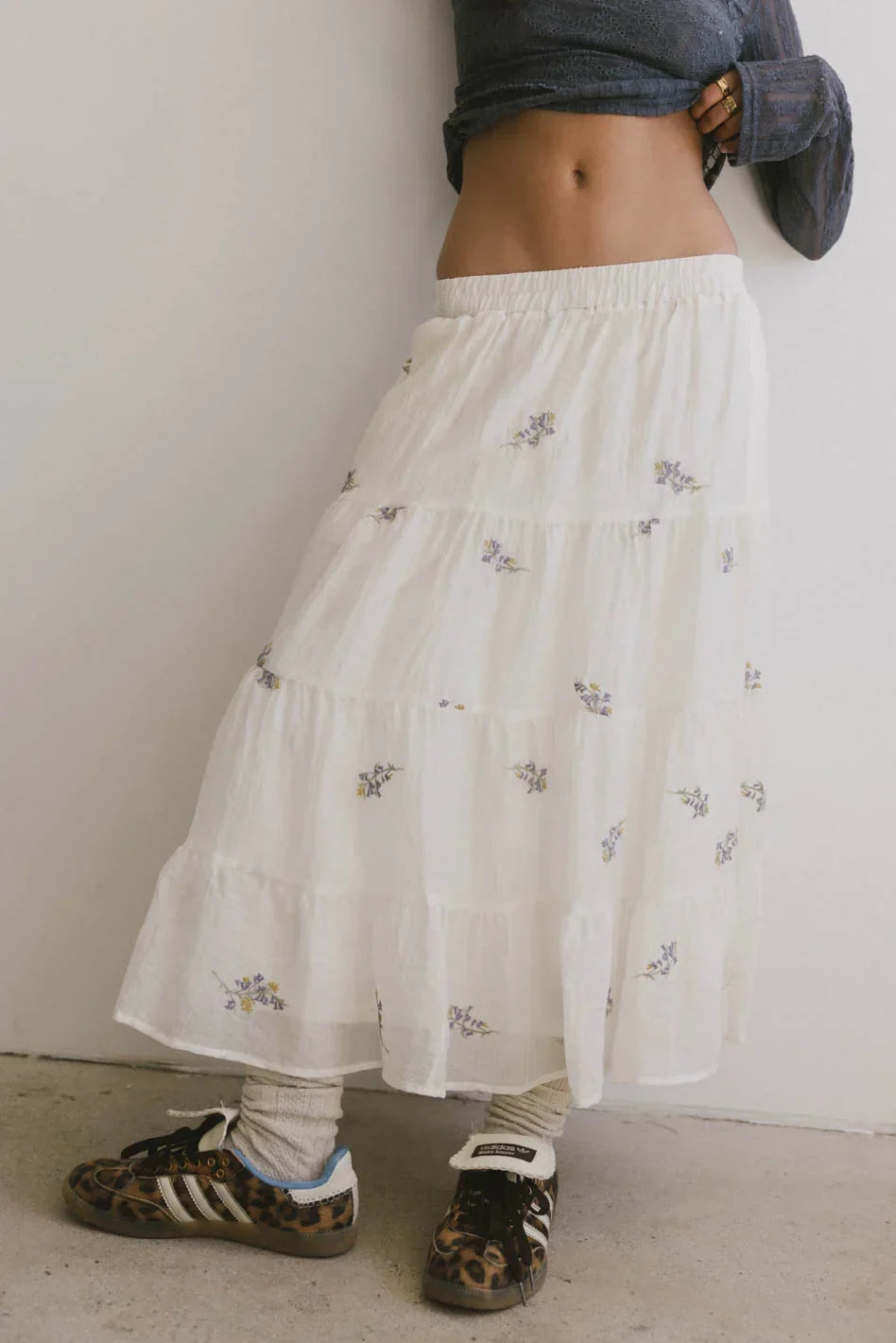 Bluebell Embroidered Midi Skirt FINAL SALE