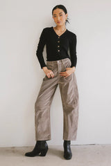 Lisette Barrel Jean in Taupe Corduroy FINAL SALE