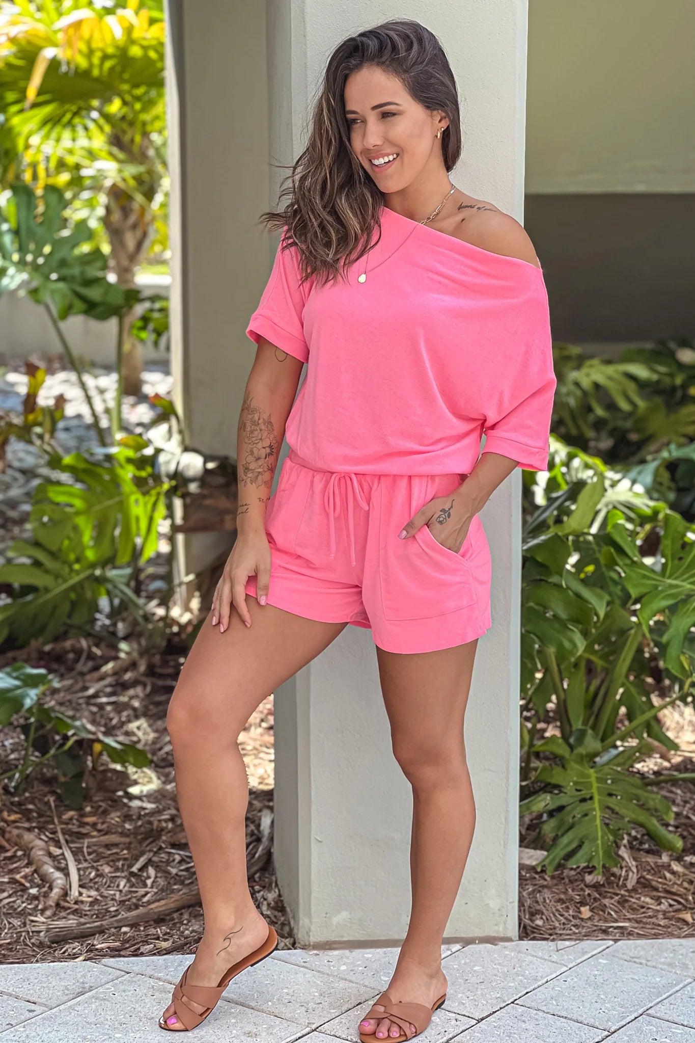 Neon Pink Romper