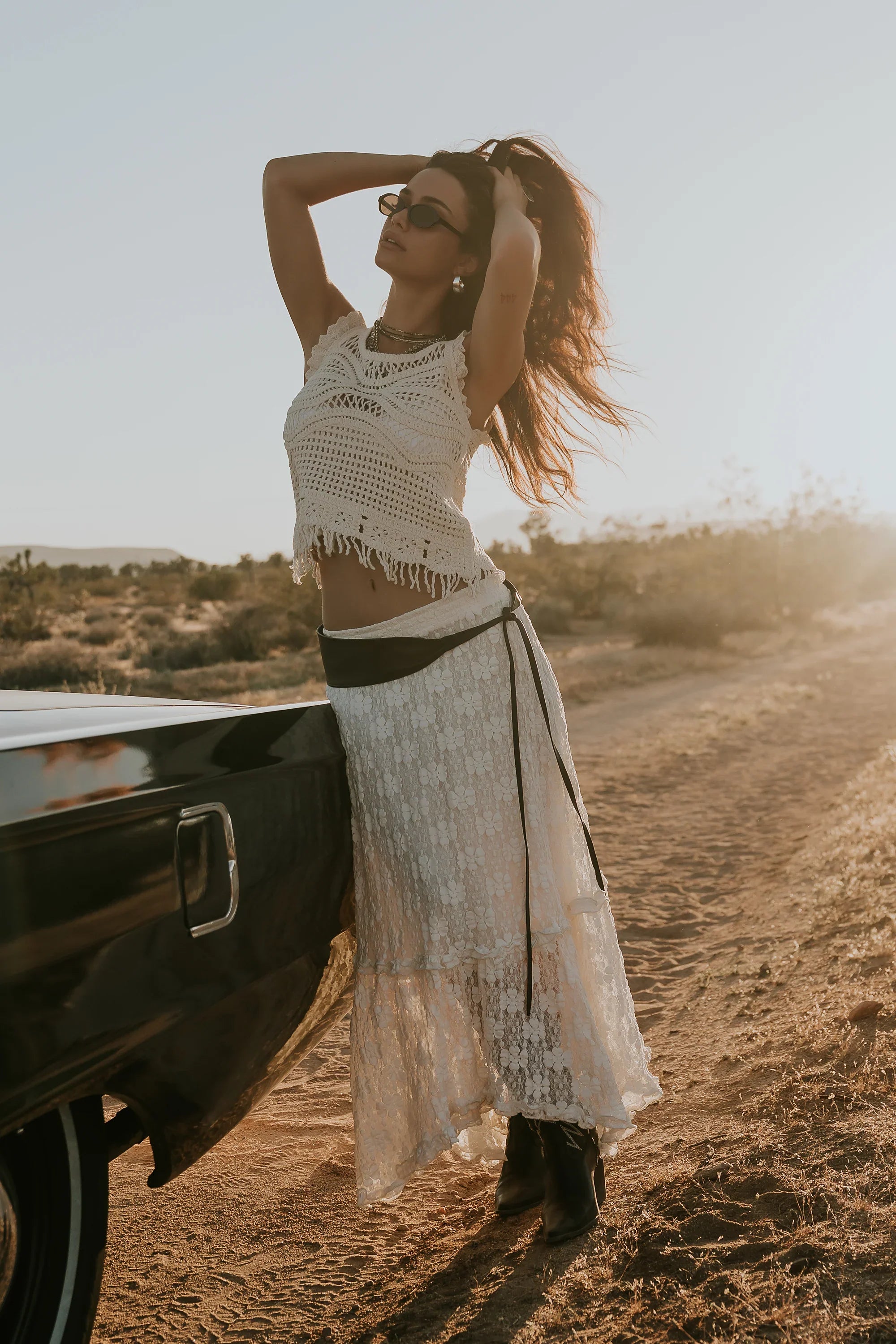 Kalani Crochet Tank Top in Cream