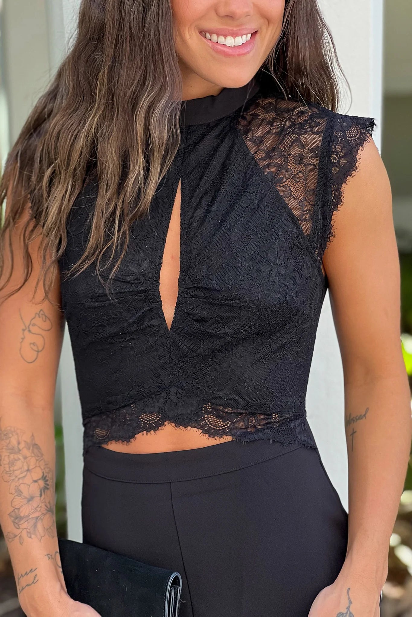 Black Keyhole Wide Legs Jumpsuit