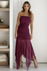 Magenta Glitter Strapless Dress