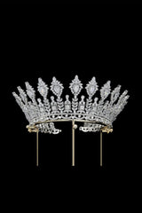 Silver Large 5A Cubic Zirconia Round Tiara