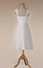 Straps Empire Waist Sheath Tea Length Chiffon Wedding Dress
